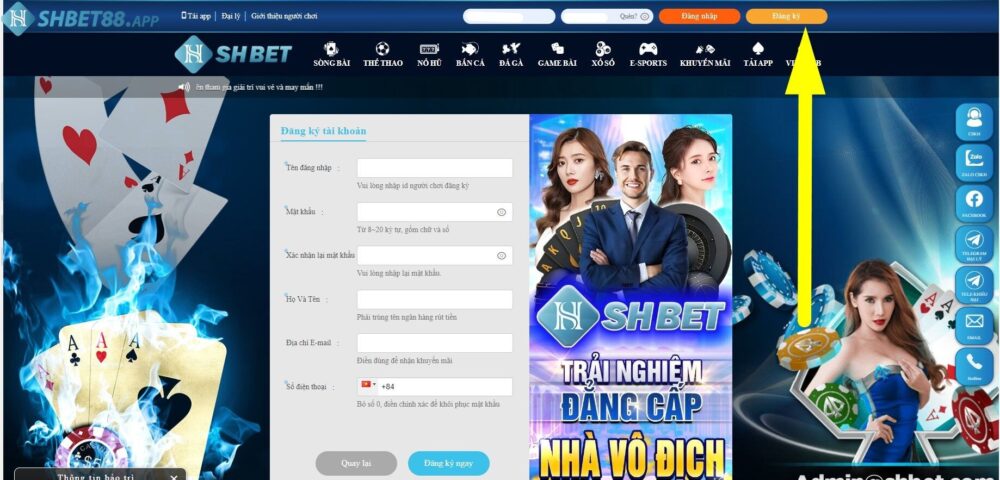 Đăng ký SHBET ⚡️ Làm sao để tạo tài khoản Shbet dễ nhất 20 Anh em nhấn chọn ô “đăng ký”