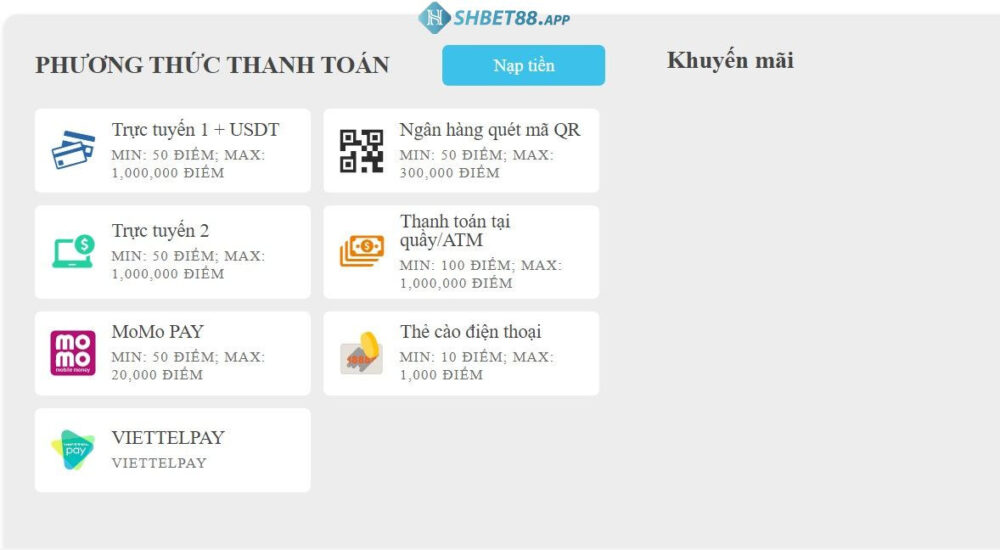 SHBET88 ⭐️ Link vào nhà cái SHBET tặng 188k 37 Nạp tiền tại Shbet ra sao?