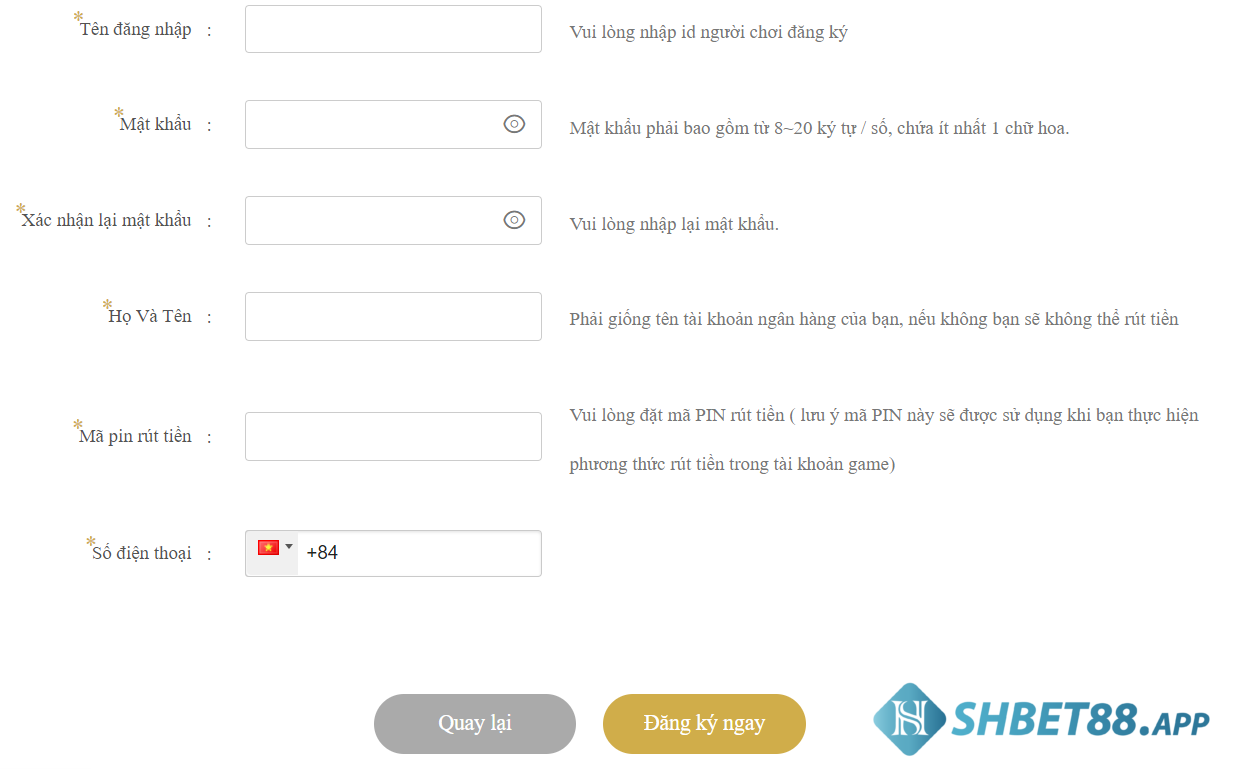 SV66 hướng dẫn các bước đăng ký SV66 thành công cho người mới 7 Người chơi cần cung cấp thông tin cá nhân được nhà cái SV66 yêu cầu để đăng ký